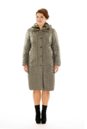 Женское пальто из текстиля с капюшоном, отделка искусственный мех 8011861-2