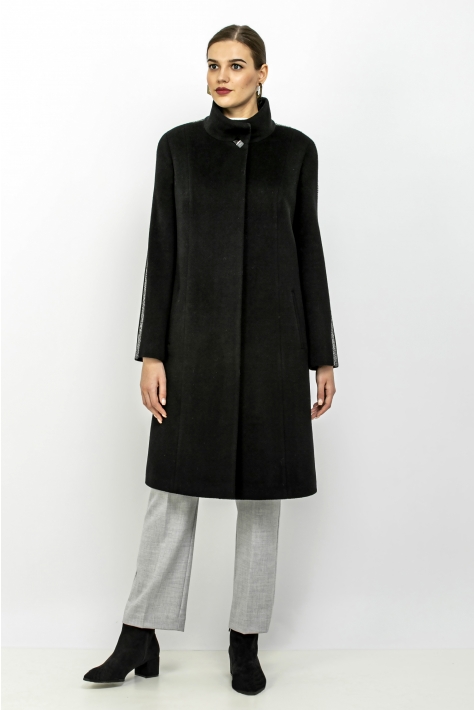 Женское пальто из текстиля с воротником 8015373