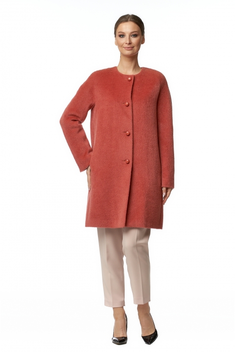 Женское пальто из текстиля без воротника 8017031