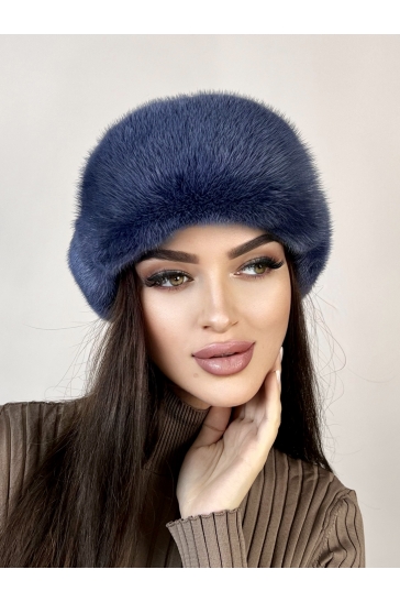 Шапка женская из трикотажа с норкой