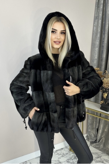 Шуба из норки с капюшоном