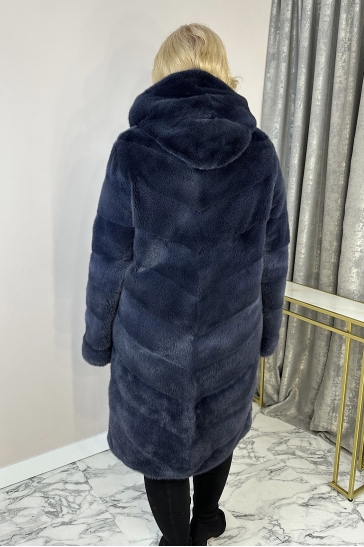 Шуба из норки с капюшоном